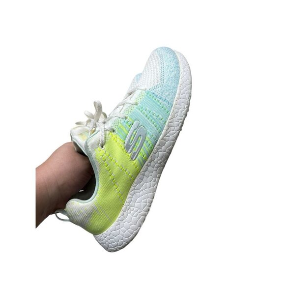 Skechers Burst Women's White/Yellow/Blue Lace-Up Athletic Shoes Size 10 - Picture 8 of 9